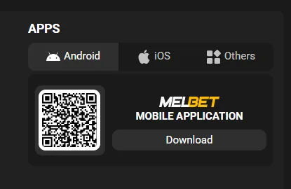 قسم التطبيقات في موقع Melbet مع خيارات Android وiOS